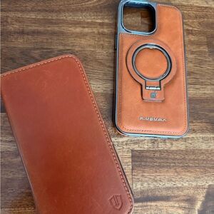 Leather MagSafe IPhone 14 pro max Case - Brown